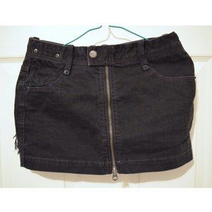 NEW ARMANI EXCHANGE Black Zip Up Black Denim Mini Skirt